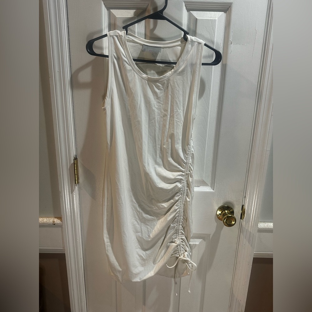 Athleta Scrunch‎ Swim Tie Up Dress White Knee Length Stretch XS